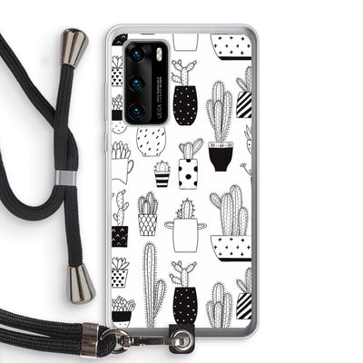 Cactusmotief: Huawei P40 Transparant Hoesje met koord