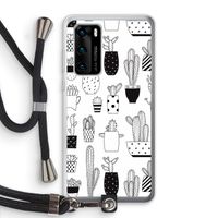 Cactusmotief: Huawei P40 Transparant Hoesje met koord
