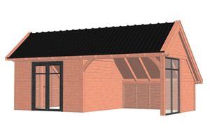 Trendhout Kapschuur De Hoeve XL 770x440 cm - Combinatie 1- Kapschuurdak- Onbehandeld lariks Douglas hout- Trendhout