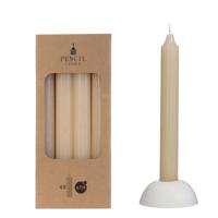 Potlood kaarsen set 4 stuks dia. 2.2 x H 20 cm creme - Hortus
