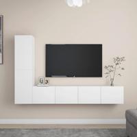 4-delige Tv-meubelset bewerkt hout wit 4-delige Tv-meubelset bewerkt hout wit