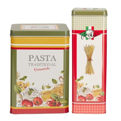 Pasta / spaghetti bewaarblik Nostagia set - groen - metaal - Italiaans - voorraadblik Pasta / spaghetti bewaarblik Nostagia set - groen - metaal - Italiaans - voorraadblik