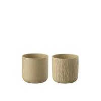 J-Line bloempot Gen - keramiek - beige - small - 2 stuks - Ø 13.5 cm