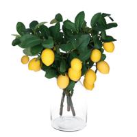 Kunstbloem citrusfruit tak citroen - 3x - 60 cm - geel - losse steel - Kunst zijdebloemen