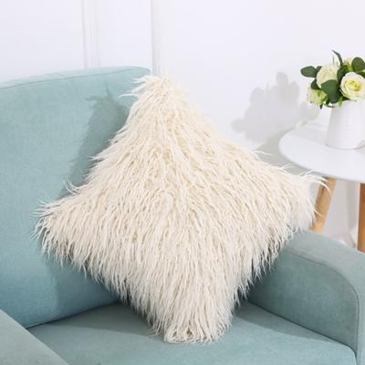 Fluweel lang pluche kussen cover populaire vierkante harige cover Home bed kamer decoratie kussensloop grootte: 45 x 45cm (beige)