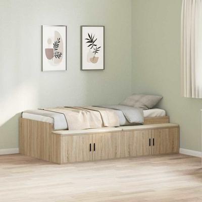 Opbergbedframe met opslag Sonoma eiken 90 x 190 cm Bewerkt hout