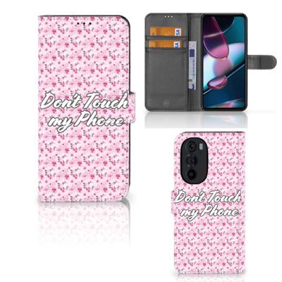 Motorola Edge 30 Pro Portemonnee Hoesje Flowers Pink DTMP Motorola Edge 30 Pro Portemonnee Hoesje Flowers Pink DTMP