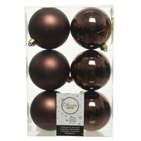 30x Donkerbruine kerstballen 8 cm kunststof mat/glans - thumbnail