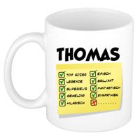 Naam mok Thomas - wit - top gozer - keramiek - 300 ml - cadeau collega beker Naam mok Thomas - wit - top gozer - keramiek - 300 ml - cadeau collega beker
