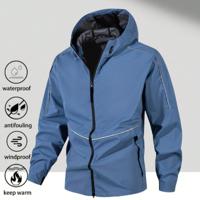 Men's Green Windbreaker - Waterproof Hooded Hiking Jacket Blue / S