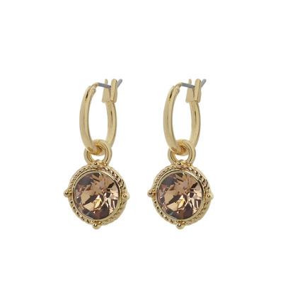 Biba Hang Oorbellen Goud met Swarovski Steentje Lt. Col Topaz