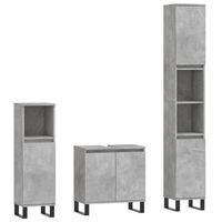 The Living Store Badkamermeubelset - Betongrijs - 190 cm (hoog) - Inclusief 2 kasten en wastafelkast