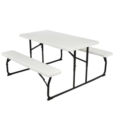 Inklapbare Picknicktafel met Banken 136 cm Campingtafelset voor Buiten Biertentgarnituur Biertafelset (Wit)