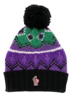 Moncler Grenoble bonnet intarsia à pompon - Violet - thumbnail