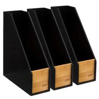 Lectuurbak/tijdschriftenrek - 3x - zwart - 9 x 25 x 30 cm - hout