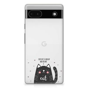 Google Pixel 6A Telefoonhoesje met Naam Cat Good Day