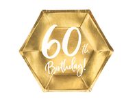 Bordjes 60th Birthday Goud - 6 stuks