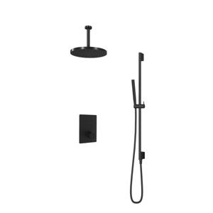 Hotbath Cobber Inbouw Regendoucheset Thermostaatkraan Met 2 Pushbuttons Vierkant, Plafondbuis 15cm, Hoofddouche 30cm, Staafhanddouche En Glijstang Chroom