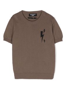 Neil Barrett Kids t-shirt en coton à logo brodé - Marron