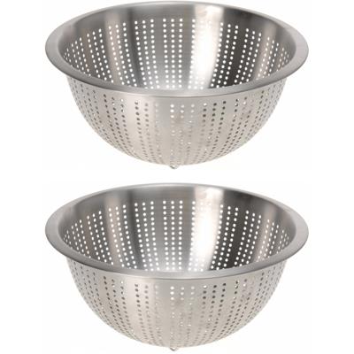 Keuken afgieten Vergiet - 2x - zilver - RVS - Dia 28 x H13 cm