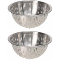 Keuken afgieten Vergiet - 2x - zilver - RVS - Dia 28 x H13 cm