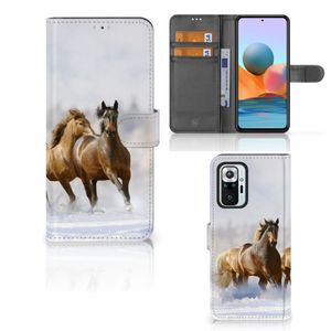 Xiaomi Redmi Note 10 Pro Telefoonhoesje met Pasjes Paarden