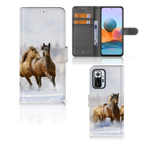 Xiaomi Redmi Note 10 Pro Telefoonhoesje met Pasjes Paarden - thumbnail