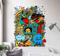 Kleine muurstickers Abstracte monster graffiti - thumbnail