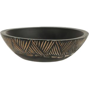 Fruitschaal/fruitmand - serveer schaal - mango hout - D24 x H7 cm - broodmand - zwart