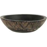 Fruitschaal/fruitmand - serveer schaal - mango hout - D24 x H7 cm - broodmand - zwart