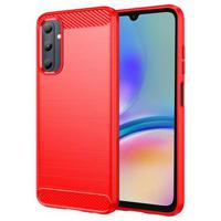 Samsung Galaxy A05s Geborsteld TPU Hoesje - Koolstofvezel - Rood - thumbnail