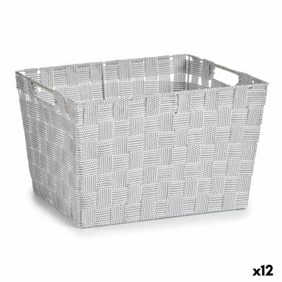 Wasmand Wit Stof 10 L 25 x 20 x 35 cm (12 Stuks)