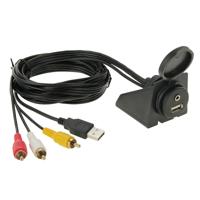 USB 2 0 & 3 RCA male naar USB 2 0 & 3.5 mm Female adapter kabel met auto flush mount lengte: 2m
