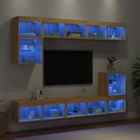 8-delige Tv-wandmeubelset met LED bewerkt hout sonoma eiken