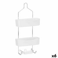 Douchehanger 28 x 60 x 14 cm Metaal Wit Plastic (6 Stuks)