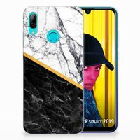 Huawei P Smart 2019 TPU Siliconen Hoesje Marmer Wit Zwart - Origineel Cadeau Man