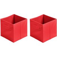 Opbergmand/kastmand Square Box - 4x - karton/kunststof - 29 liter - rood - 31 x 31 cm