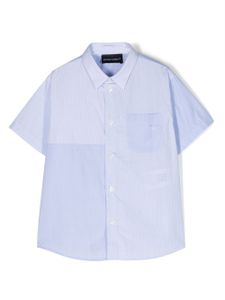 Emporio Armani Kids chemise en coton à logo brodé - Bleu