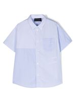 Emporio Armani Kids chemise en coton à logo brodé - Bleu