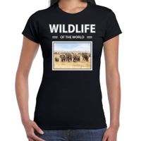 Olifant t-shirt met dieren foto wildlife of the world zwart voor dames - thumbnail