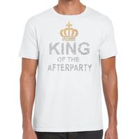 Wit Toppers King of the afterparty glitter t-shirt heren - thumbnail