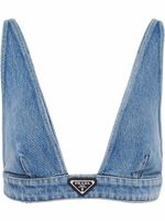 Prada haut en jean à logo triangulaire - Bleu