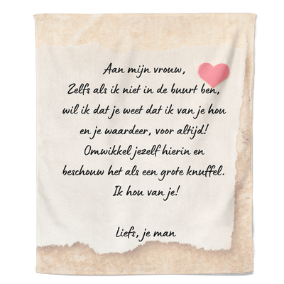 Valentijn Fleecedeken Aan Mijn Vrouw - Pillow Buddies