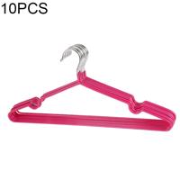 10 STKS huishoudelijke roestvrijstaal PVC coating anti-slip Traceless kleren Droogrek (Rose rood)