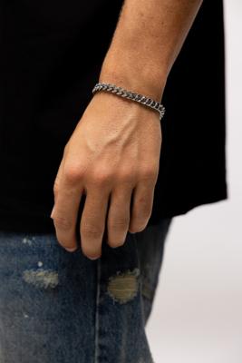Qream Cuban Armband Heren Zilver - Maat 19cm - Kleur: Zilver | Soccerfanshop