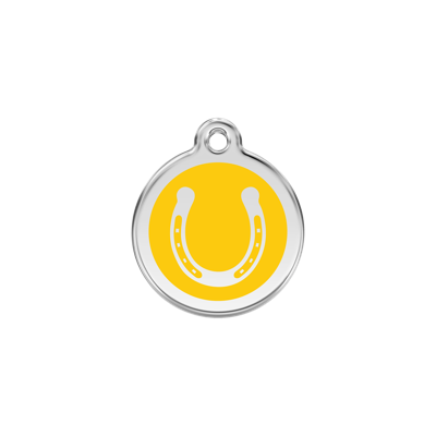 Horse Shoe Yellow roestvrijstalen hondenpenning small/klein dia. 2 cm - Reddingo