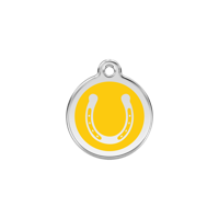 Horse Shoe Yellow roestvrijstalen hondenpenning small/klein dia. 2 cm - Reddingo