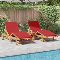 Ligstoel 2-persoon 3 pcs Rood 40 x 40 x 40cm Massief acaciahout