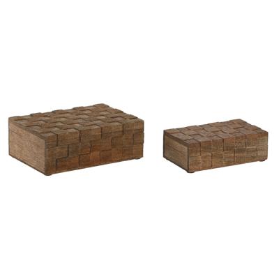 Juwelenkistje Home ESPRIT Natuurlijk Mangohout (2 Onderdelen)