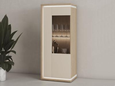 Vitrinekast DOLCE 1 deur 135 cm kasjmier/eik
